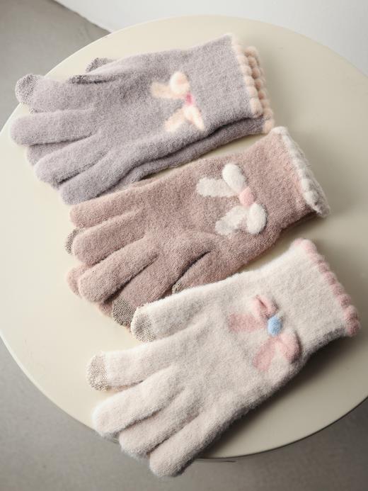 鹿鹿推荐·【可触屏少女】可爱蝴蝶结针织保暖手套 商品图1