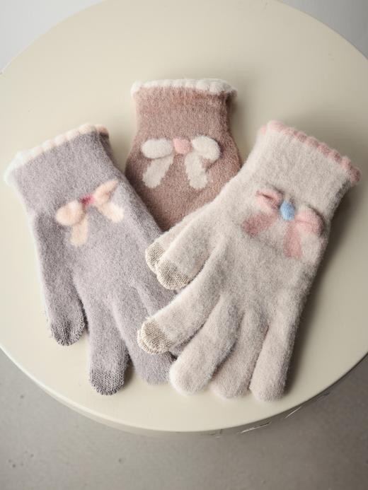 鹿鹿推荐·【可触屏少女】可爱蝴蝶结针织保暖手套 商品图2