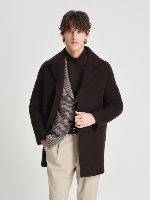 callisto咖色绵羊毛古巴领大衣 商品图2