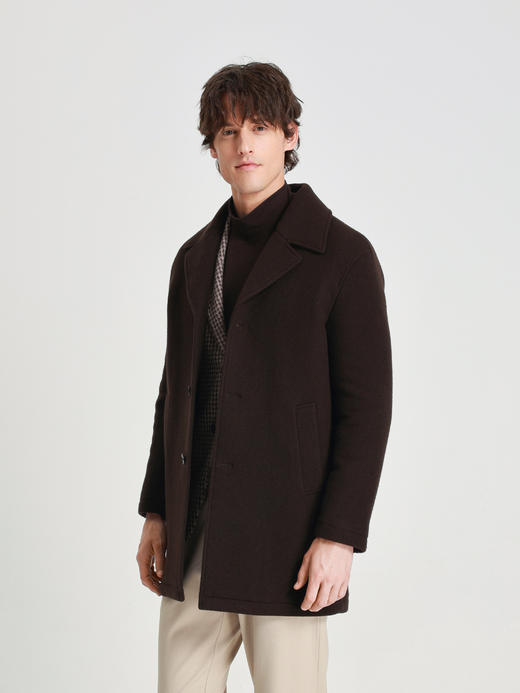 callisto咖色绵羊毛古巴领大衣 商品图3