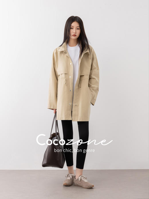 COCO ZONE 刘一一“山系风衣”100棉立领腰部抽绳外套 CD1A1050 商品图0