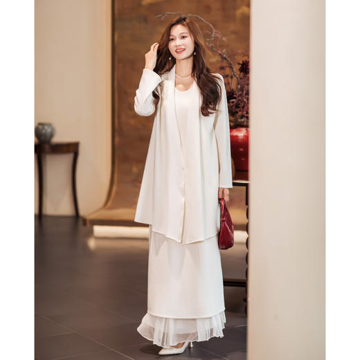 【林栖设计小店】【手工绣花】假两件连衣裙钉珠国风2026早春新款长裙子女1961036 商品图3