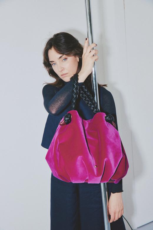 HERBERT LE GRAND CHOUCHOU VELOURS SILK - 玫红色/巧克力色 商品图3