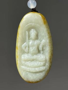 金沁白玉原石雕不动明王吊坠，顺丰包邮