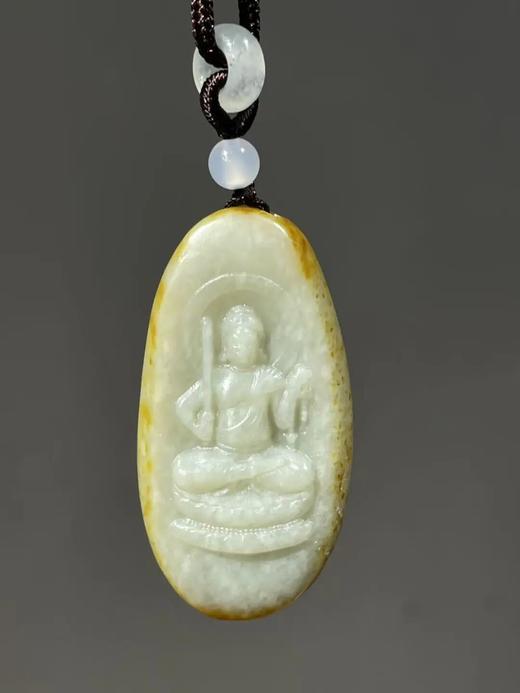金沁白玉原石雕不动明王吊坠，顺丰包邮 商品图1