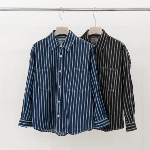 重磅阿美咔叽复古经典竖条纹工装牛仔衬衫 商品图0