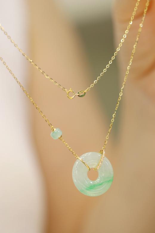 “平安是福”18k黄金钻石缅甸翡翠平安扣 JY 商品图5