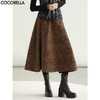 COCOBELLA新中式植绒提花半身裙女秋冬国风祥云纹长裙HS3089 商品缩略图0