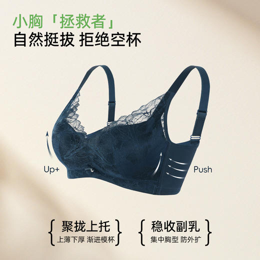 【商场同款】熳洁儿 小胸聚拢蕾丝文胸云感棉无钢圈中厚杯23701530 商品图1