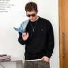 徐太浪【时尚刺绣 休闲风】黑色卫衣男春秋大码男装内搭打底上衣 商品缩略图0