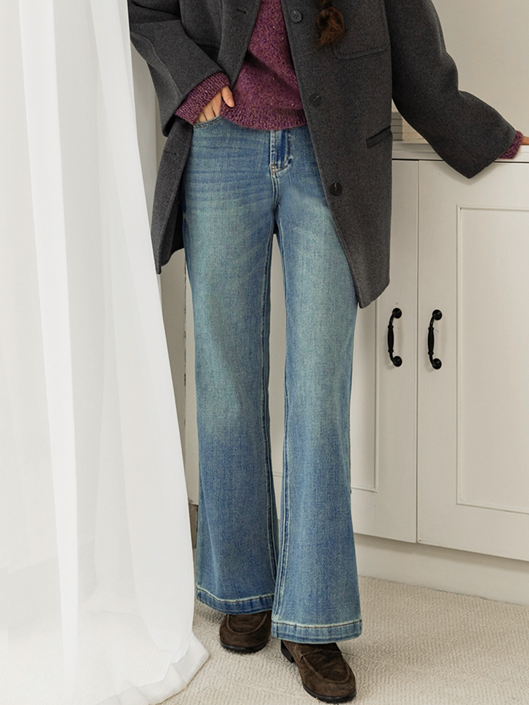 自由裤 四面弹微喇牛仔裤FCF3JEN135