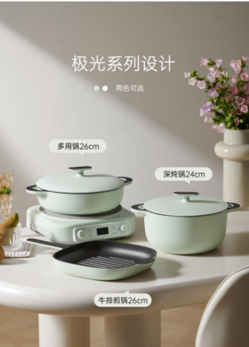 🥳【德世朗极光系列】 ✅铸铁一体成型 ✅进口珐琅，🌵颜值质感双在线 ✅大容量 + 一锅多用 ✅多用锅、深炖锅❣️、煎锅，满足一家需求 