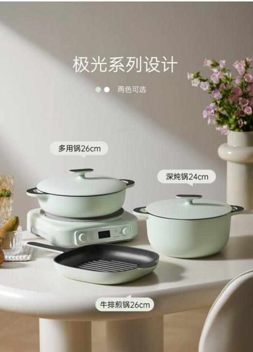 🥳【德世朗极光系列】 ✅铸铁一体成型 ✅进口珐琅，🌵颜值质感双在线 ✅大容量 + 一锅多用 ✅多用锅、深炖锅❣️、煎锅，满足一家需求  商品图0