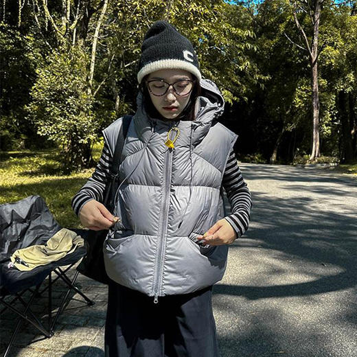 反季清仓！【鹅绒泡芙款马甲1106】甄选鹅绒填充 绒朵大羽梗小 手感蓬松 立领连帽 四重锁绒 商品图1