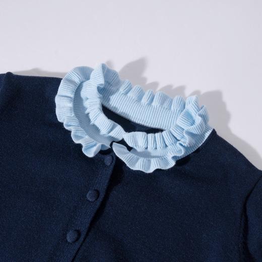 茧墨 雅致减龄木耳边撞色针织开衫 商品图1