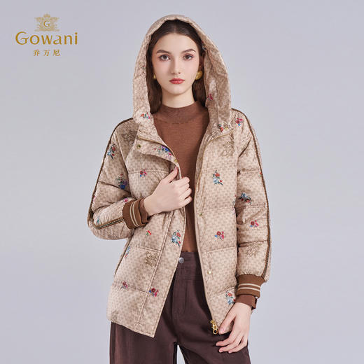 乔万尼秋冬新中式国风连帽设计白鸭绒短款羽绒服EM4T615 商品图2