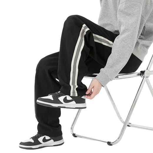 罗蒙男士秋冬款休闲裤侧边条纹杠灯芯绒时尚百搭宽松直筒版型显腿长潮男潮搭长裤子 商品图10