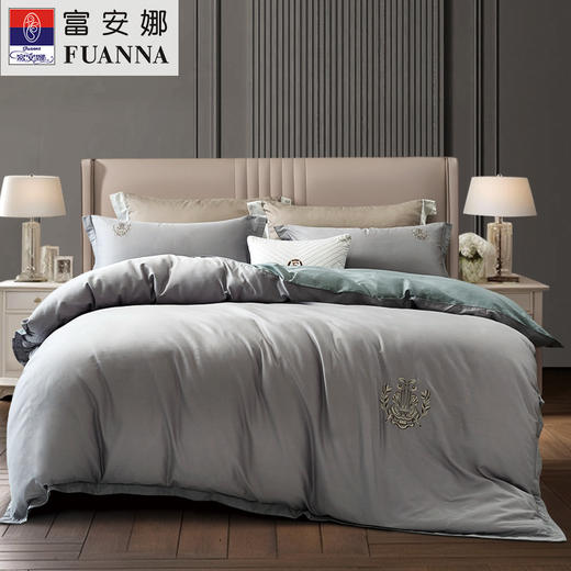 富安娜(FUANNA) 素绣床单四件套/云端·雅韵 商品图0
