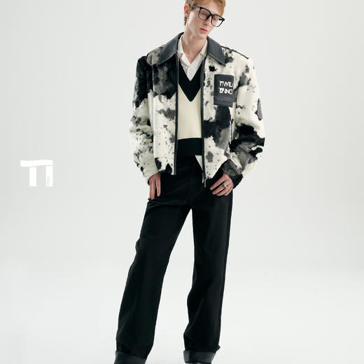 启世录TIWILLTANG"麂烬云衍"拼接秋冬翻领皮拼毛皮草夹克秋冬外套 商品图4