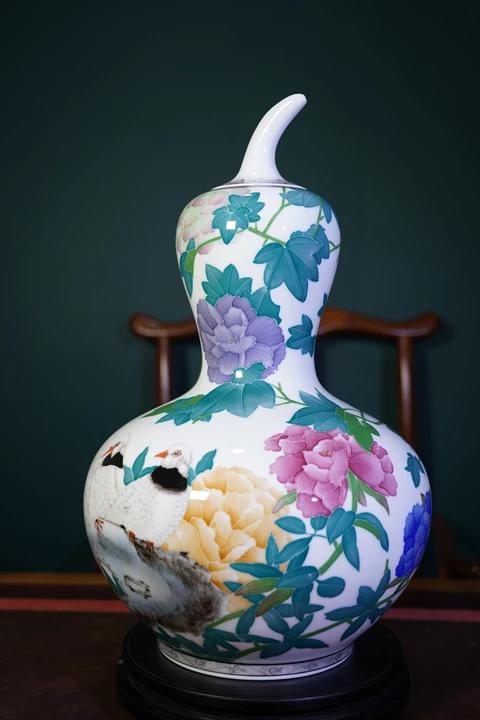 釉下五彩福禄瓶 商品图0