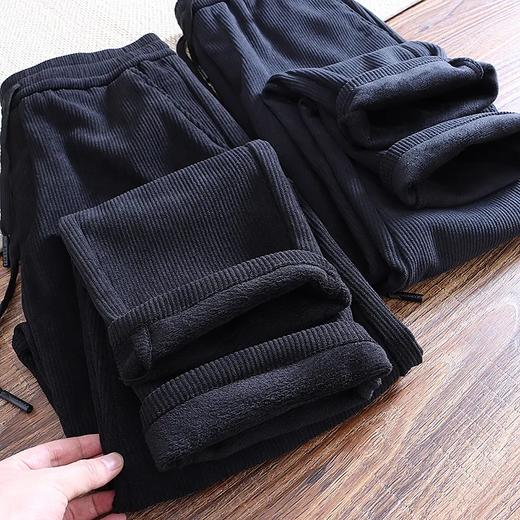 D110606秋冬加绒加厚灯芯绒男士修身小直筒日系纯色休闲裤 商品图3