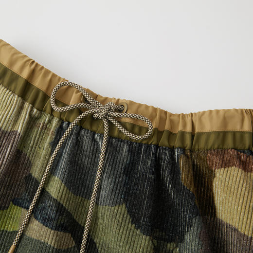 谜底印花半裙2025冬新品复古拼接撞色抽绳腰头中长裙女254MB1675 商品图3