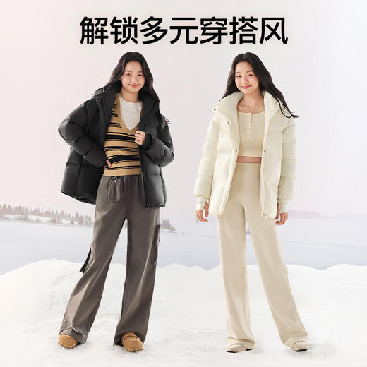 SIINSIIN泡芙羽绒服冬季中长款保暖加厚时尚连帽云朵面包服外套 商品图3