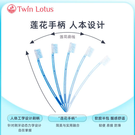 4支 双莲莲花手柄成人牙刷  A-5484 商品图3