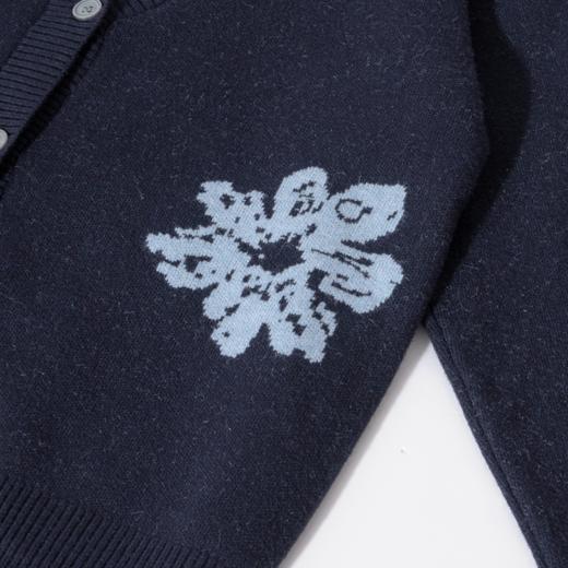 茧墨 雅致撞色印花减龄假两件针织毛衣开衫 商品图5