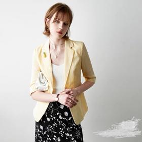 「断码清仓」鹅黄色休闲小西装上衣ZFYY087