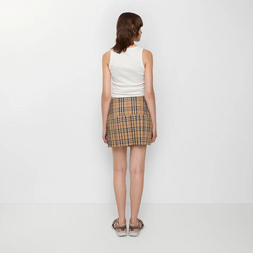 【二】BURBERRY 巴宝莉 女士褶裥格纹羊毛迷你裙 格子 8025832 A7028 商品图2