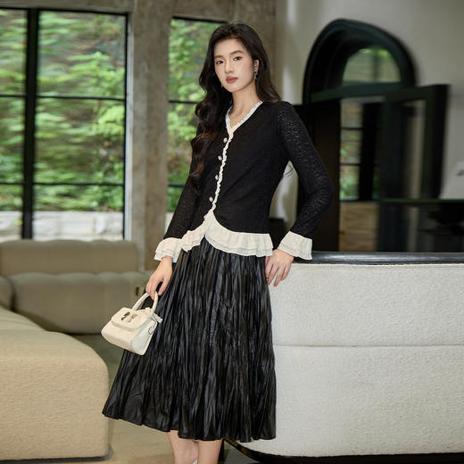 奢姿大码女装2025秋季时尚蕾丝花边拼接上衣胖妹妹气质优雅上衣9953194248 商品图1