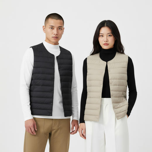 茧墨 男女款轻薄羽绒服马甲背心 商品图3