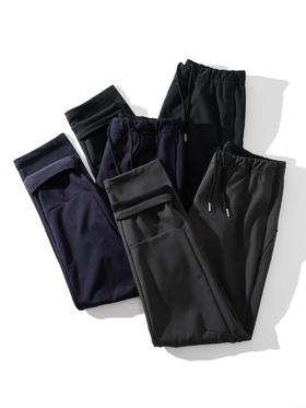 D110612户外机能风加绒保暖微弹纯色软壳裤 抗撕裂三防功能性裤子休闲裤