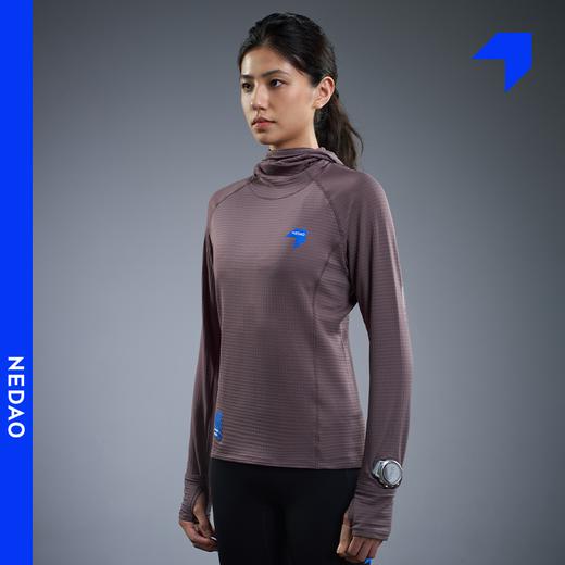 内道新品能量方格pro带帽长袖女士保暖透湿干爽户外运动跑步长袖 商品图3