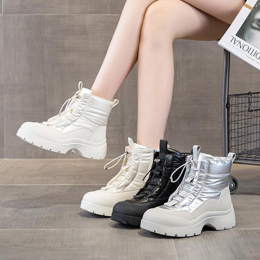 新款休闲短靴秋冬季厚底超火雪地靴高帮鞋加绒保暖鞋中筒靴 商品图3