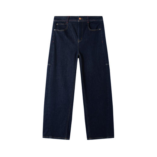 谜底牛仔裤长裤2025冬季新品弧线剪裁复古活力直筒裤女254MJ1659 商品图4