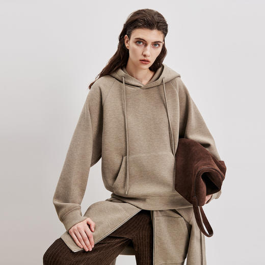 棉仓366608011-【绒系列】空气层卫衣半身裙套装女25秋冬含羊毛连帽套头外套 商品图0