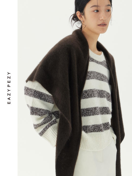 雪松露重磅宽松条纹羊绒衫 商品图0