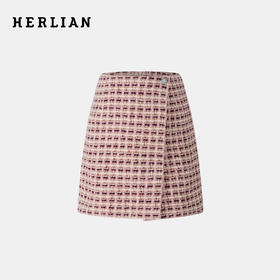 HERLIAN 2025冬季新款侧边开叉小香风短裙