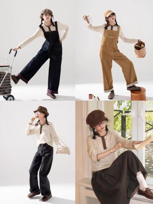 浮生八记/25C192/英式复古松弛羊毛错落纽扣亨利领长袖打底衫 商品图4