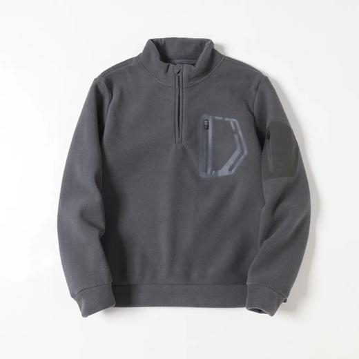 D110610秋冬双面绒防风保暖加厚加绒男士立领半拉链套头休闲宽松卫衣 商品图12