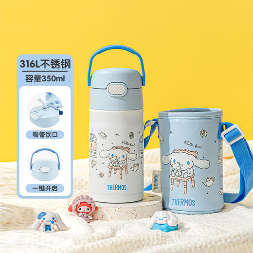 THERMOS 膳魔师 三丽鸥联名 高真空不锈钢保温杯TCKL-350FS BW 玉桂狗 350ml 吸管杯 商品图1