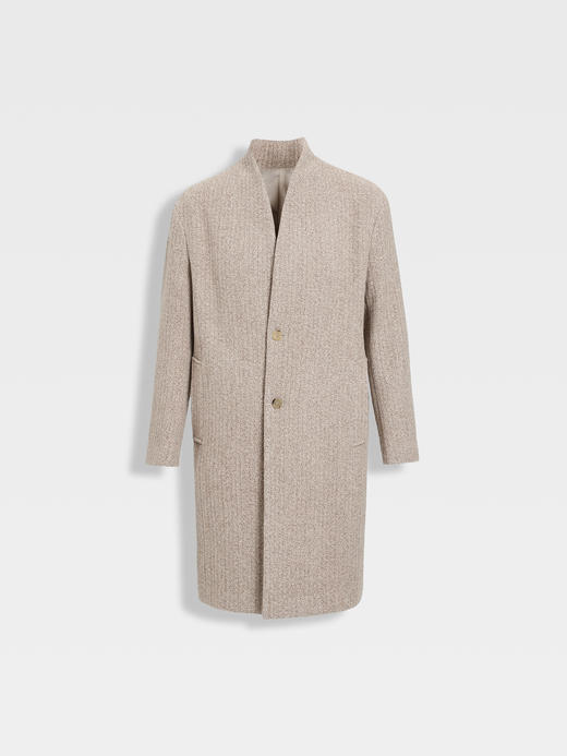 callisto暖调糯米白V领绵羊毛大衣 商品图0