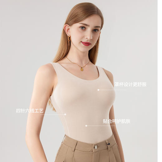 女士（拜耳新黄标德绒）山羊绒胸棉背心 A类10A抑菌 溯源防伪吊牌（-5℃～10℃） 商品图2