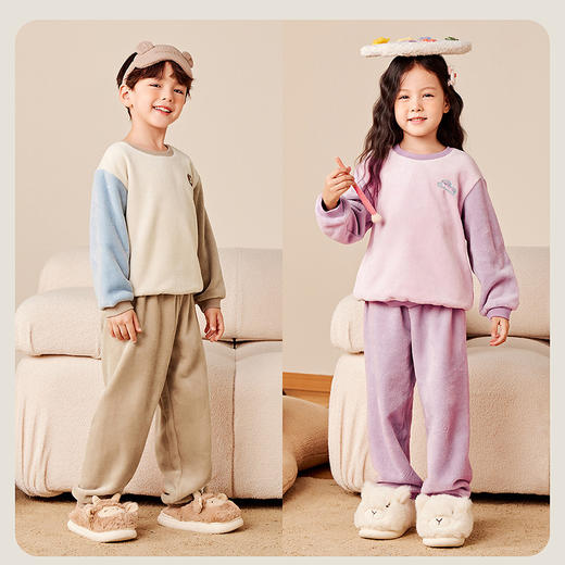 【净电绒】迷你巴拉冬季儿童双面绒家居服宝宝保暖厚款睡衣 商品图2
