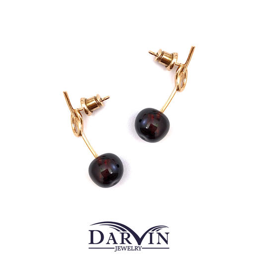 DARVIN 俄罗斯进口天然琥珀925银 血花珀樱桃耳饰 减龄俏皮 商品图3