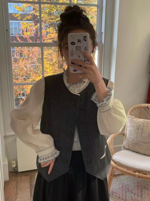 浮生八记/25C147/25D230/复古英伦50羊毛灰色毛呢马甲中裤 商品图4