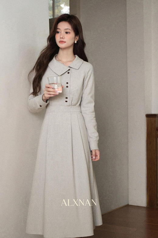 鹿向南【时光恋人】设计感复古长袖连衣裙女秋季高级感法式气质裙QJD00622 商品图3