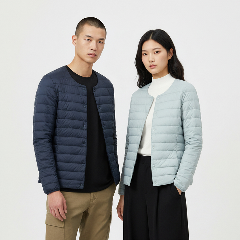 茧墨 男女款轻薄长袖羽绒服